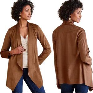 Soft Surroundings Shape Drape Faux Suede Jacket Women's XL Brown Open Front NWT